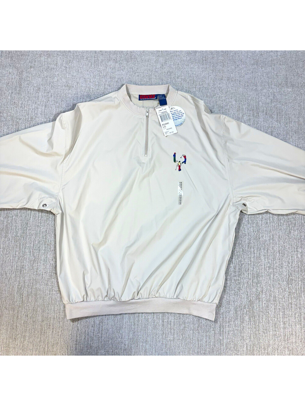 Vintage 90s Pivot Rules Mens L Khaki Quarter Zip Golf Windshirt Pullover NWT